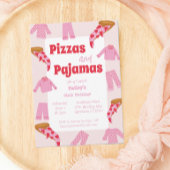 Pizza en pyjama meisjes verjaardagsfeestje kaart