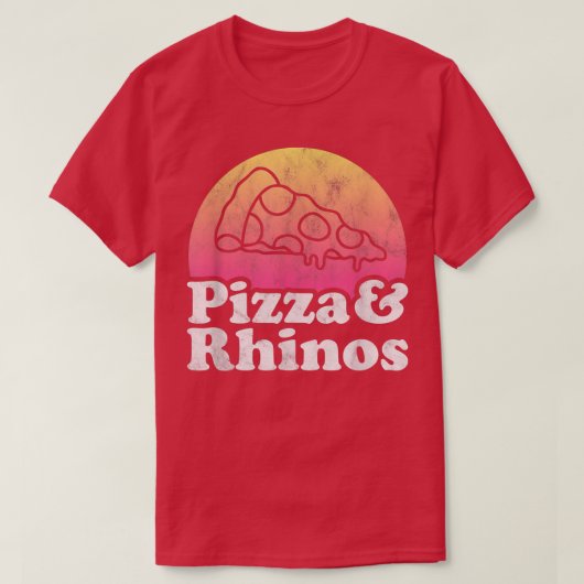 Pizza en Rhinos of Rhinoceros T-shirt (Design voorkant)