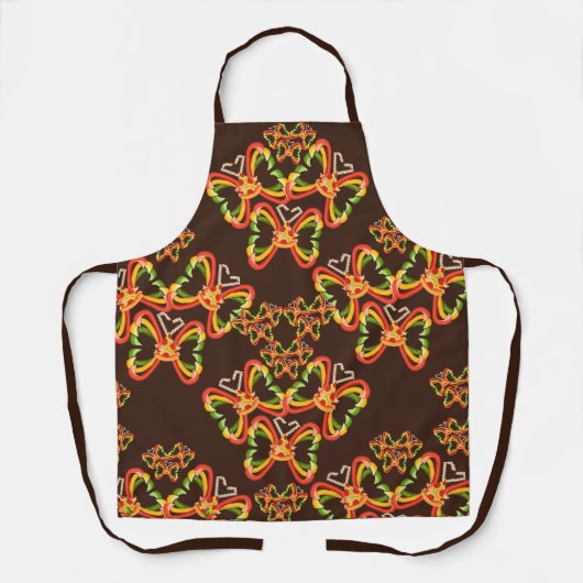 Pizza en toppings Vlinder Vormt Bruin Schort (Voorkant)