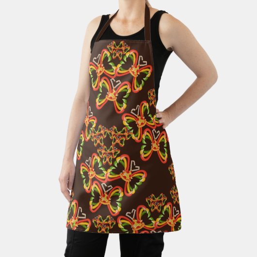 Pizza en toppings Vlinder Vormt Bruin Schort (Insitu)