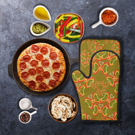 Pizza en toppings Vlindervormen Groen Ovenwant & Pannenlap Set