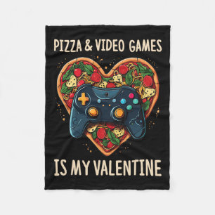 Pizza en videogames is mijn Valentijn gamer fan va Fleece Deken