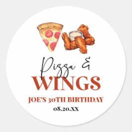 Pizza en Vleugels Verjaardagsfeestje Ronde Sticker