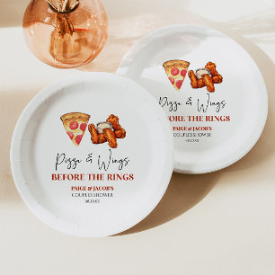 Pizza en Vleugels voor de Ringen Koppel Bruiloftss Papieren Bordje
