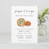 Pizza en vleugels voor het repetitie diner kaart (Staand voorkant)