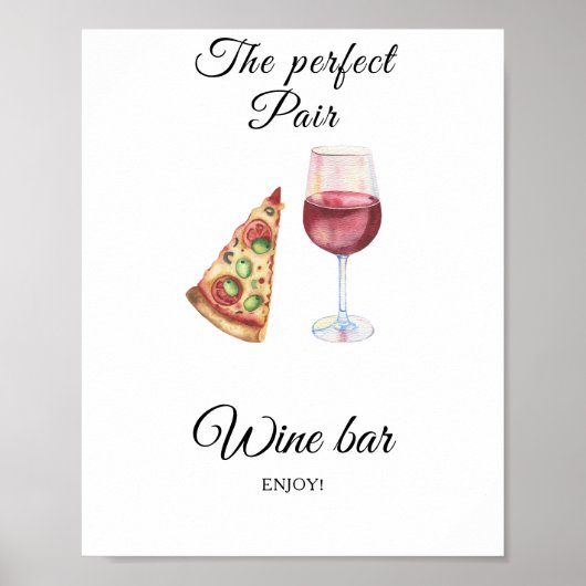 Pizza en wijn Bruidsdouche - Wijnbar Poster (Voorkant)