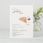 Pizza en wijn het perfecte paar repetitie diner kaart (Staand voorkant)