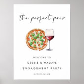 Pizza en wijn het perfecte paar verlovingsfeest poster (Voorkant)
