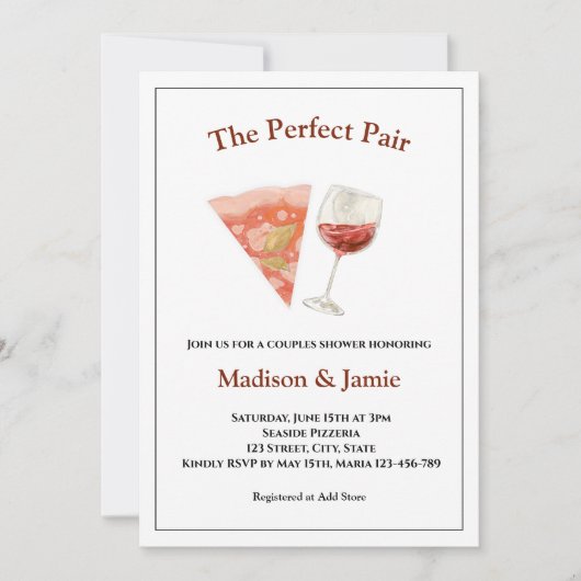 Pizza en wijn perfecte paar koppels Vrijgezellenfe Kaart (Voorkant)