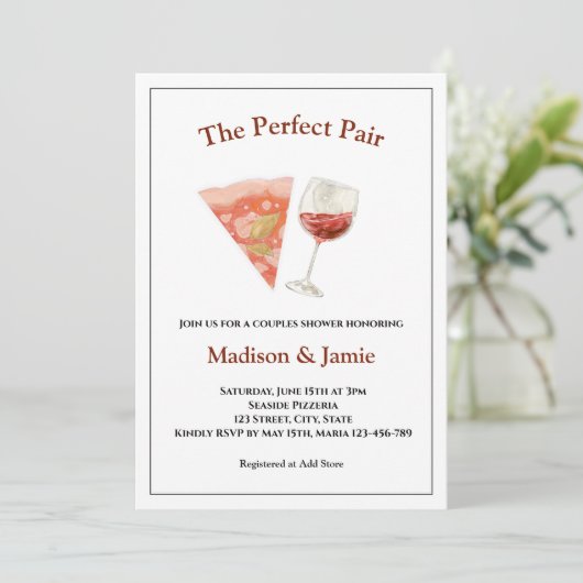 Pizza en wijn perfecte paar koppels Vrijgezellenfe Kaart (Staand voorkant)