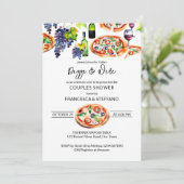 Pizza en wijnkoppels douche sjabloon kaart (Staand voorkant)