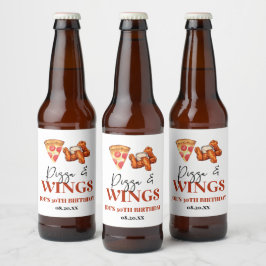 Pizza en Wings Verjaardagsfeestje Bier Etiket
