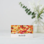 Pizza  eten Closeup Visitekaartje (Staand voorkant)
