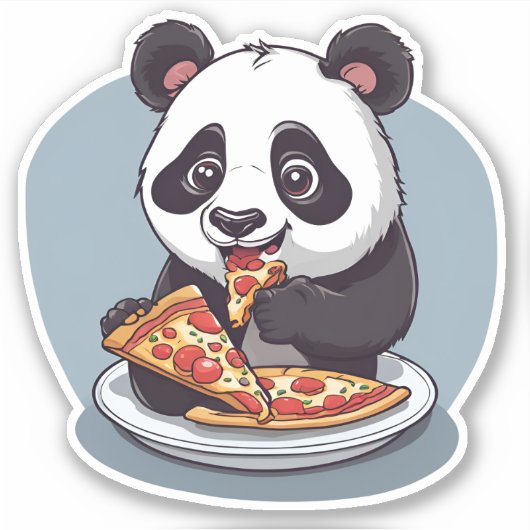 Pizza eten Panda Sticker (Voorkant)