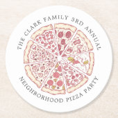 Pizza Event Thormed Custom Text | Ronde papiersuik Kartonnen Onderzetter (Voorkant)