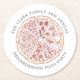 Pizza Event Thormed Custom Text | Ronde papiersuik Kartonnen Onderzetter