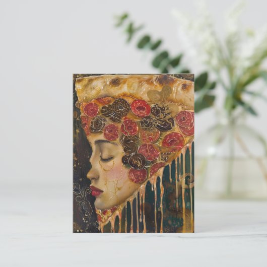 Pizza Face Klimt Abstract Briefkaart (Staand voorkant)