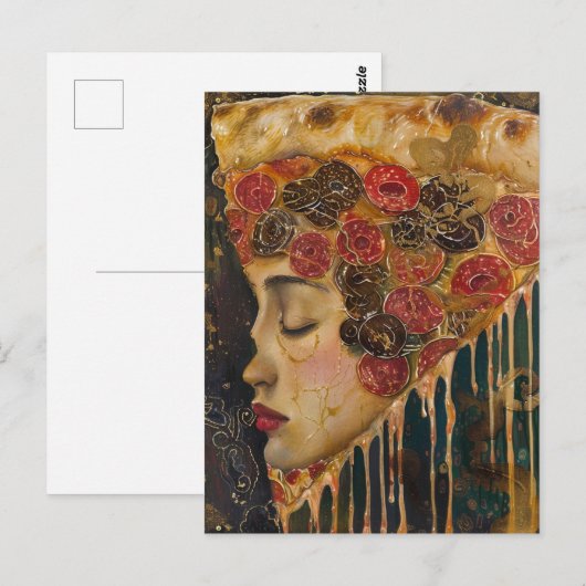 Pizza Face Klimt Abstract Briefkaart (Voorkant / Achterkant)