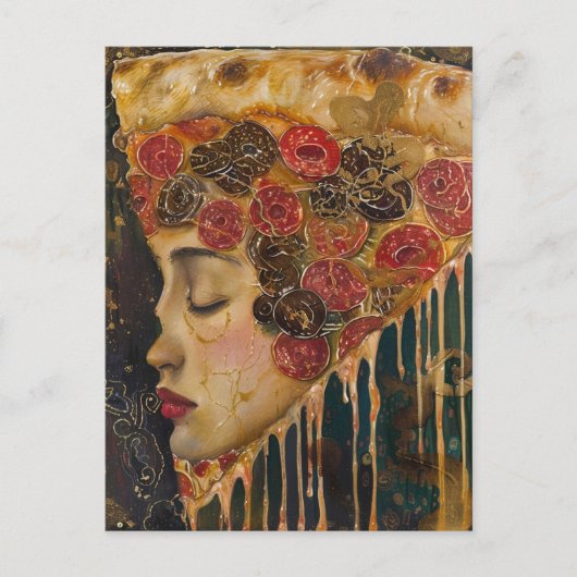 Pizza Face Klimt Abstract Briefkaart (Voorkant)