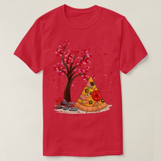 Pizza Fast Food Lover Funny Heart Tree Pizza Valen T-shirt (Design voorkant)