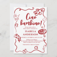 Pizza Feest,Ciao Bambino Baby Shower Uitnodiging