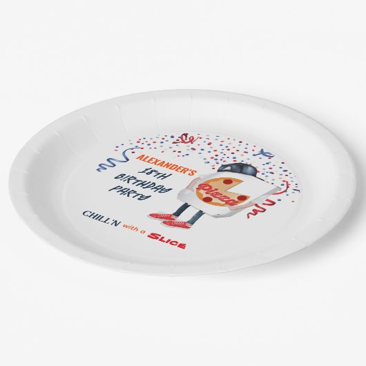 Pizza Feest Grappig Papieren Bordje (Gekanteld)