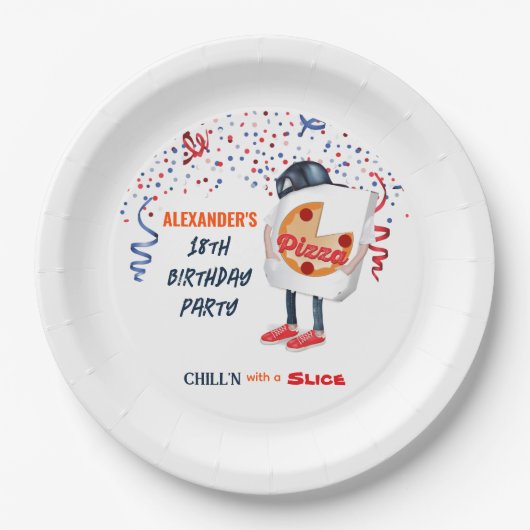 Pizza Feest Grappig Papieren Bordje (Voorkant)