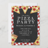 Pizza feest kinderen verjaardag geruit retro patro kaart (Voorkant)