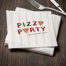 Pizza Feest Kinderen Verjaardag Gestreept Servet