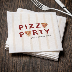 Pizza Feest Kinderen Verjaardag Gestreept Servet