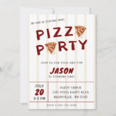 Pizza Feest Kinderverjaardag Gestreept Kaart (Voorkant)