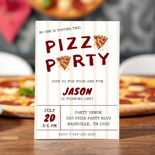 Pizza Feest Kinderverjaardag Gestreept Kaart