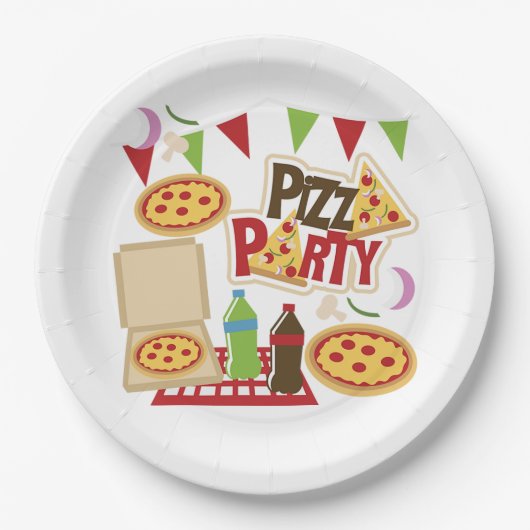 Pizza Feest Papieren Bordje (Voorkant)