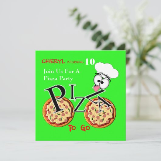 Pizza Feest Spelend Modern Kaart (Staand voorkant)