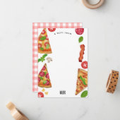 Pizza Feest Thema Waterverf Verjaardag Kinderen Notitiekaartje (Voorkant / Achterkant in situ)