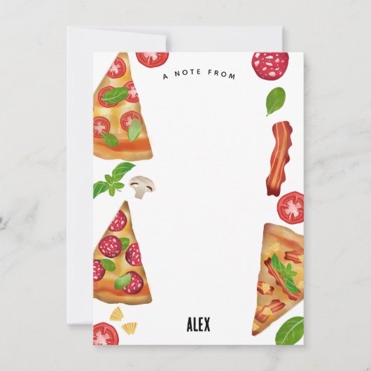 Pizza Feest Thema Waterverf Verjaardag Kinderen Notitiekaartje (Voorkant)