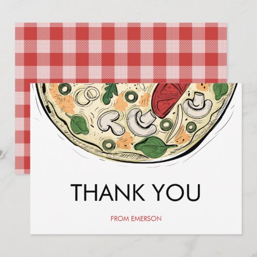 Pizza Feest Verjaardag Bedankt Kaart (Voorkant / Achterkant)