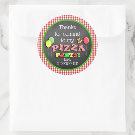 Pizza Feest Verjaardag Bedankt Ronde Sticker (Tas)