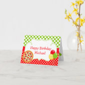 Pizza Feest Verjaardagsfeest Kaart (Gele Bloem)