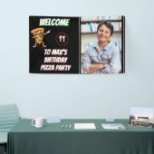 Pizza Feest Verjaardagsplezier Pizza Snede Kindere Spandoek (Beurs)