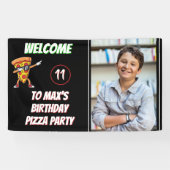 Pizza Feest Verjaardagsplezier Pizza Snede Kindere Spandoek (Horizontaal)