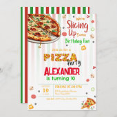 Pizza Feest Verjaardagsuitnodiging Kaart (Voorkant / Achterkant)