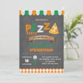 Pizza feest verjaardagsuitnodiging kaart (Staand voorkant)