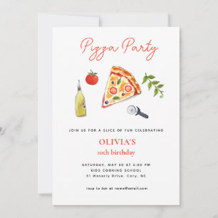 PIZZA FEEST verjaardagsuitnodiging voor elk jaar Aankondiging