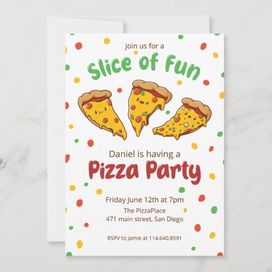 Pizza feest viering kaart (Voorkant)