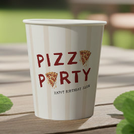 Pizza Feestje Kinderen Verjaardag Gestreept Papieren Bekers