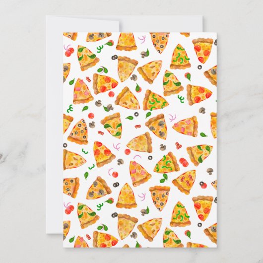 Pizza Feestje Kinderen Watercolor Verjaardag Kaart (Achterkant)