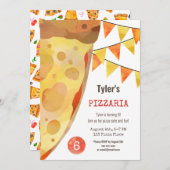 Pizza Feestje Kinderen Watercolor Verjaardag Kaart (Voorkant / Achterkant)