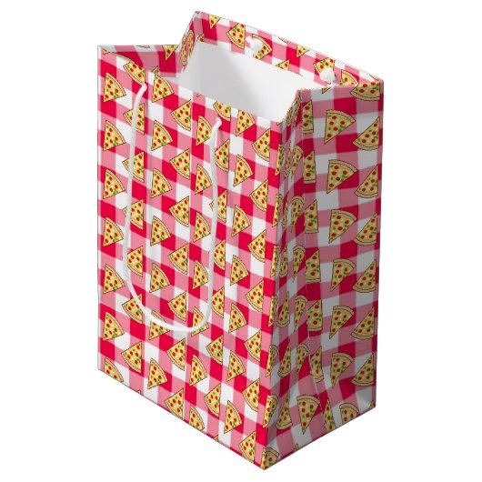Pizza Feestje Kinderverjaardag Medium Cadeauzakje (Voorkant Gekanteld)