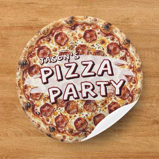 Pizza Feestje Kinderverjaardag Ronde Sticker